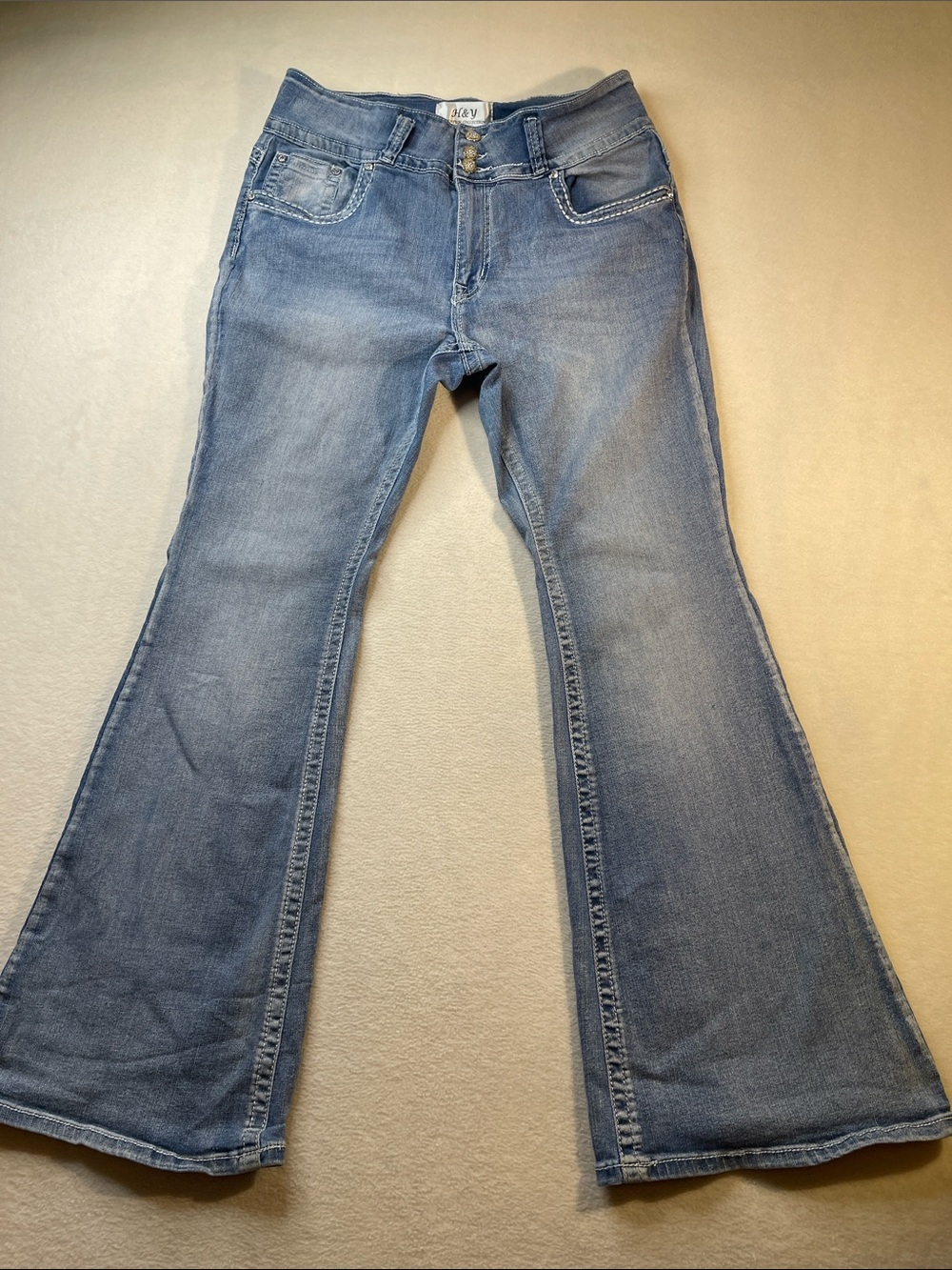 H&Y PREMIUM COLLECTION Everyday Light Blue Flare Jeans - Women's Wide Leg 15-16